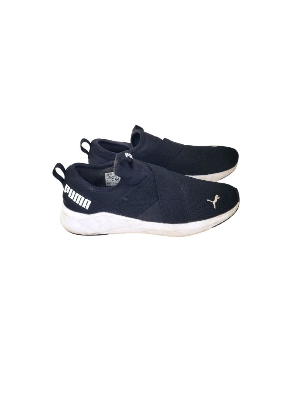 Puma Black Athletic Slip-On Sneakers With White Logo Women's Size 10